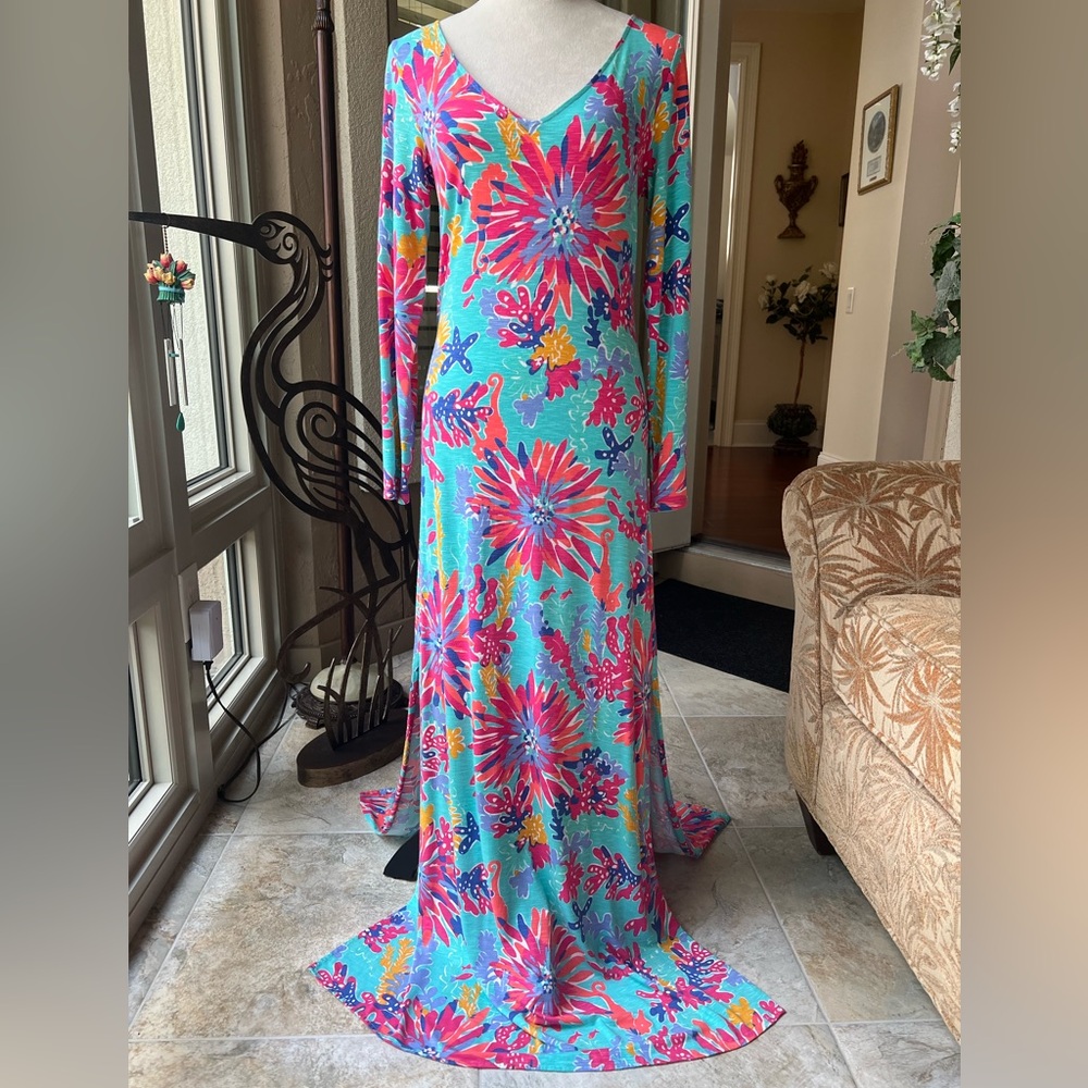 Lilly Pulitzer multi floral gown, size M.
